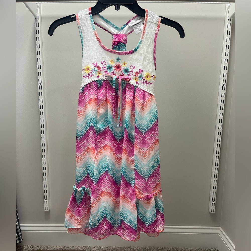 Jona Michelle Pink and Teal Chevron Dress